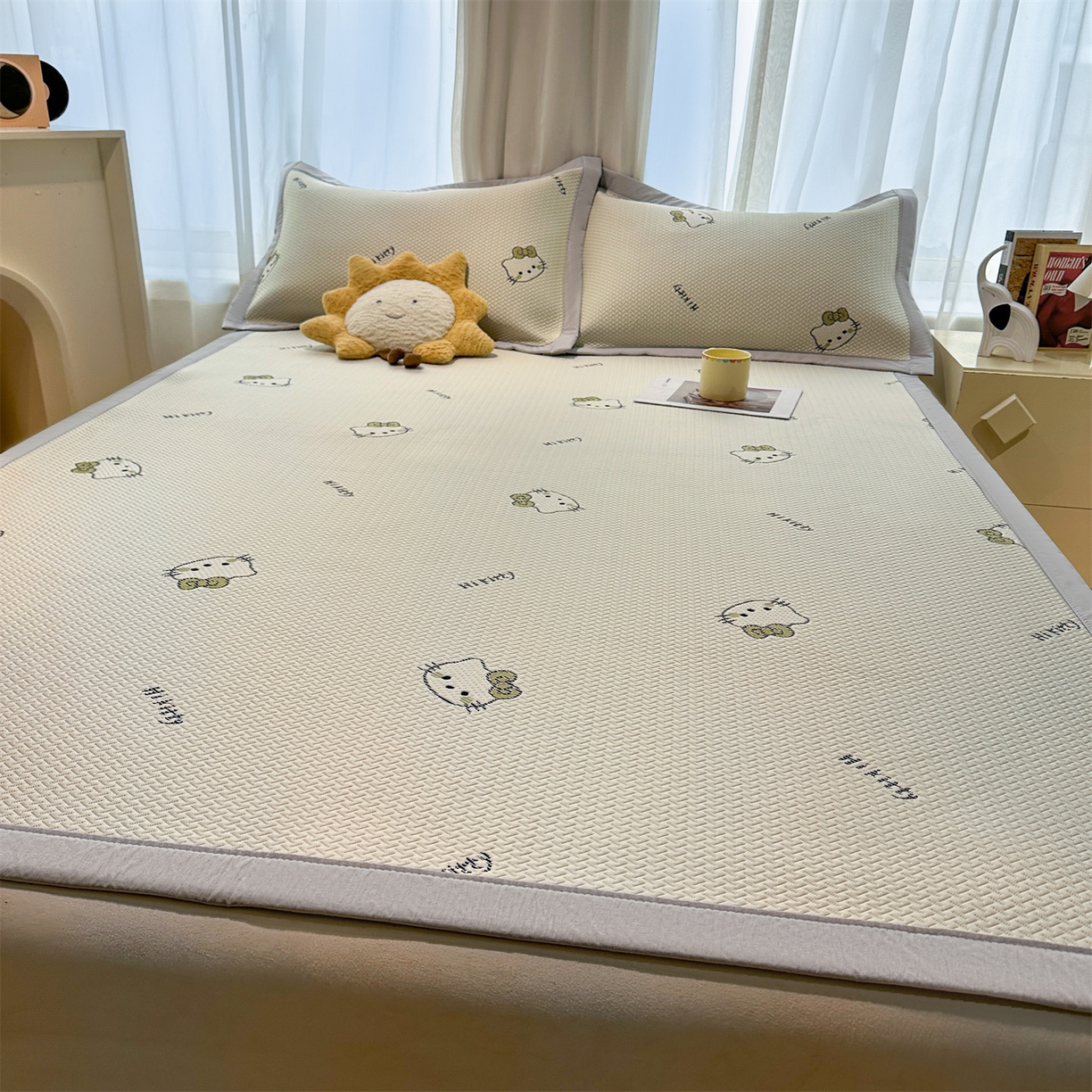 91家纺网 家纺一手货源 找家纺 玉相逢 2026新款卡通提花乙纶凉感凉席-床席款 梦境KT