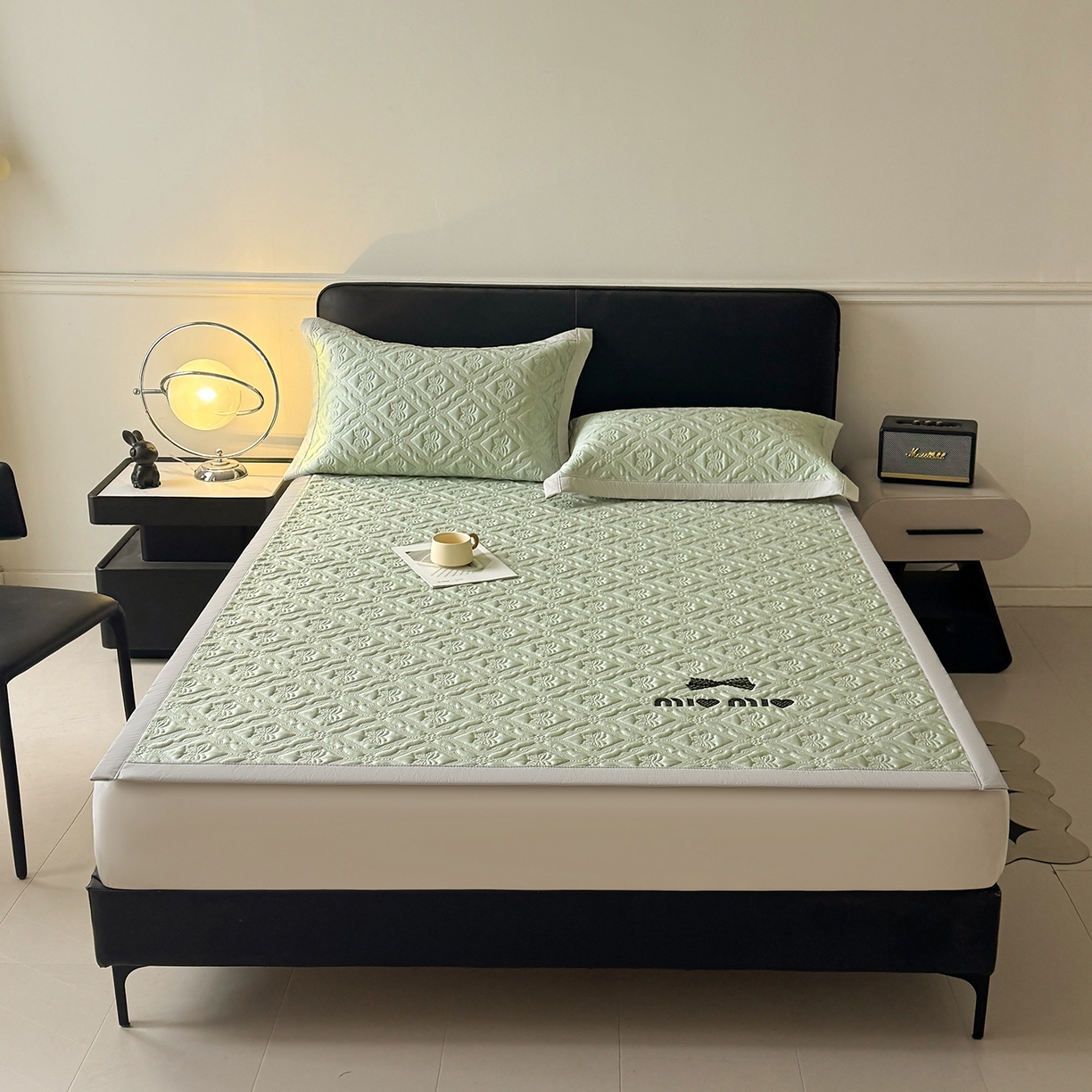 91家纺网 家纺一手货源 找家纺 玉相逢 2026新款立体刺绣乙纶夏凉凉席-蝶韵-床席款 蝶韵 冰清绿