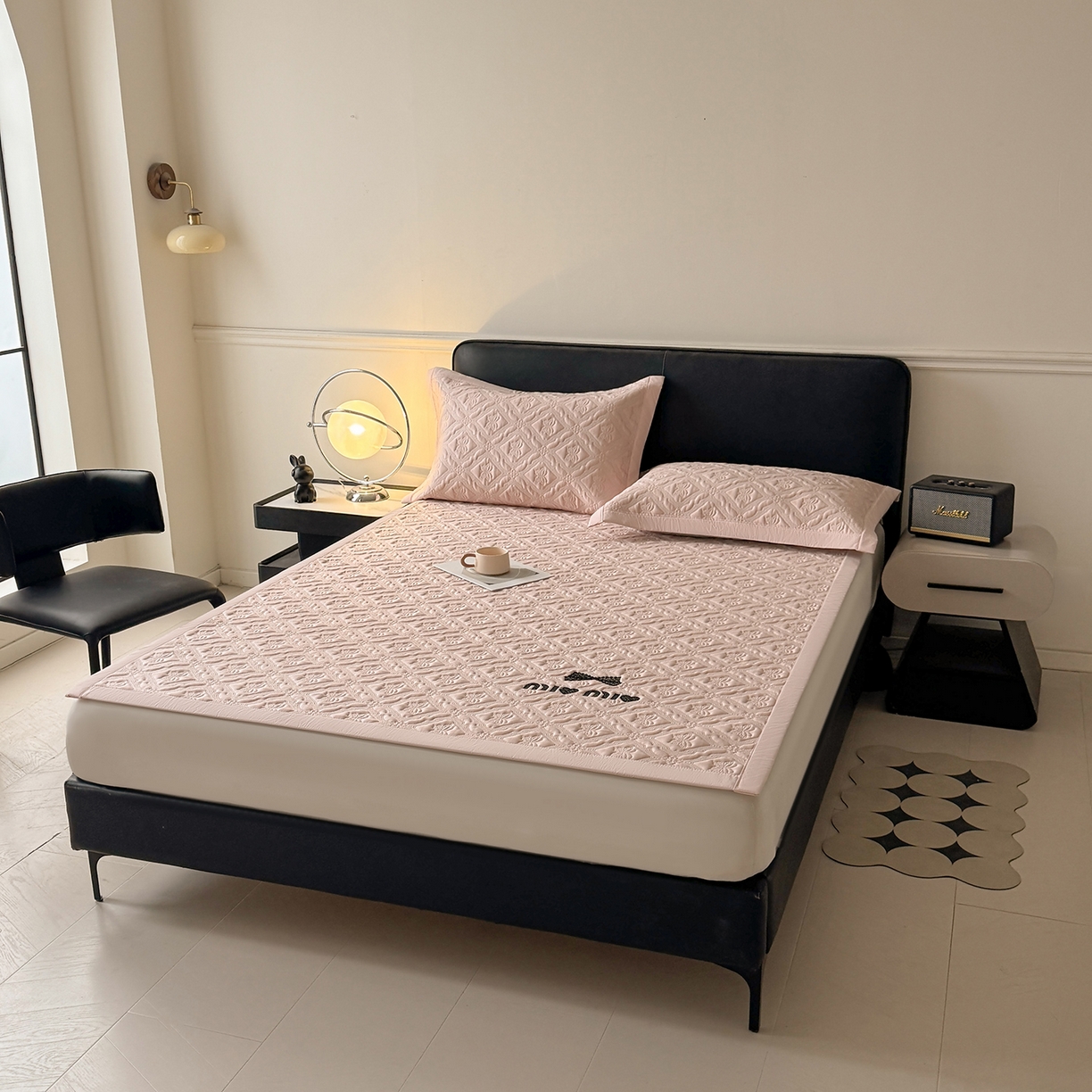 91家纺网 家纺一手货源 找家纺 玉相逢 2026新款立体刺绣乙纶夏凉凉席-蝶韵-床席款 蝶韵 冰云粉