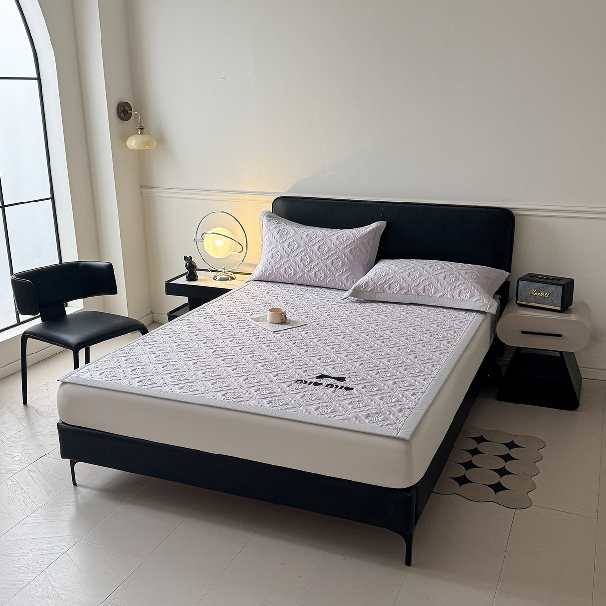 91家纺网 家纺一手货源 找家纺 玉相逢 2026新款立体刺绣乙纶夏凉凉席-蝶韵-床席款 蝶韵 冰雾紫