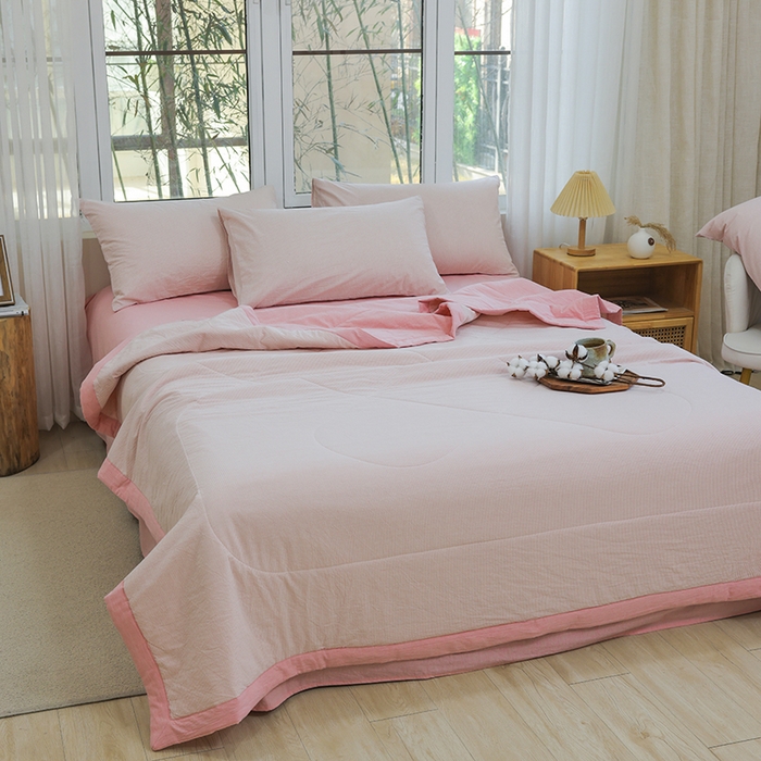 91家纺网 家纺一手货源 找家纺 （总）柠萌家居 2026新款全棉色织水洗棉棉花夏被四件套里外全棉空调被 夏凉被被子被芯