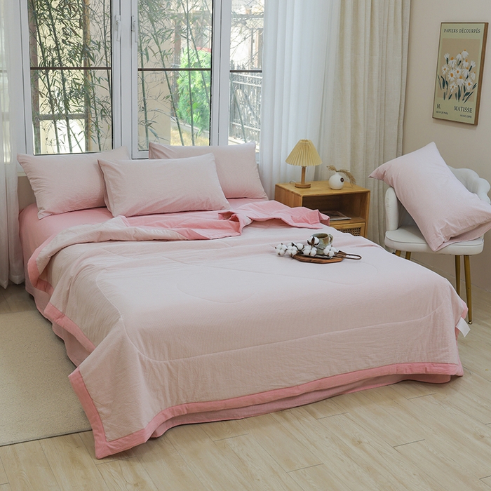 91家纺网 家纺一手货源 找家纺 （总）柠萌家居 2026新款全棉色织水洗棉棉花夏被四件套里外全棉空调被 夏凉被被子被芯