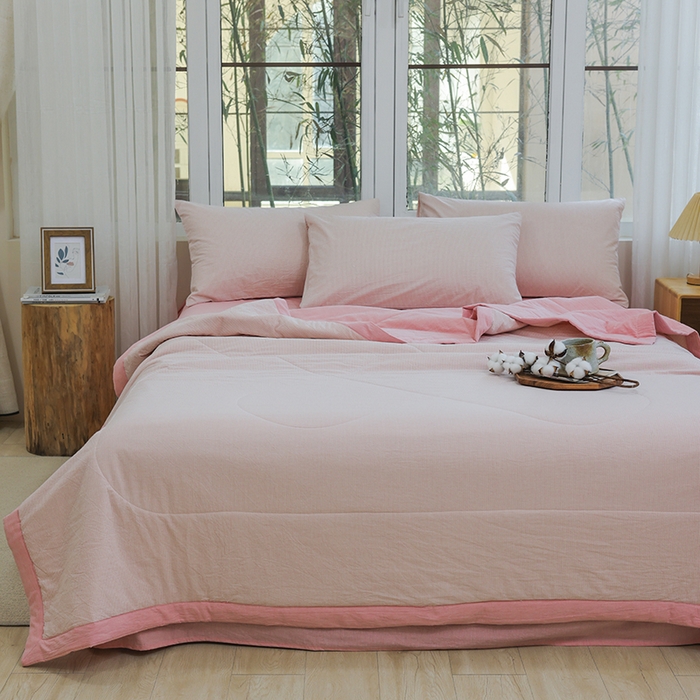 91家纺网 家纺一手货源 找家纺 （总）柠萌家居 2026新款全棉色织水洗棉棉花夏被四件套里外全棉空调被 夏凉被被子被芯