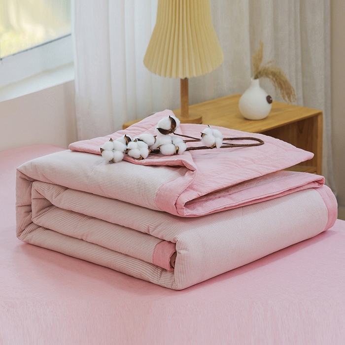 91家纺网 家纺一手货源 找家纺 （总）柠萌家居 2026新款全棉色织水洗棉棉花夏被四件套里外全棉空调被 夏凉被被子被芯