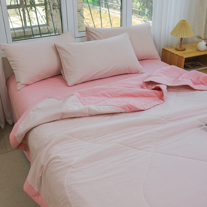 91家纺网 家纺一手货源 找家纺 （总）柠萌家居 2026新款全棉色织水洗棉棉花夏被四件套里外全棉空调被 夏凉被被子被芯