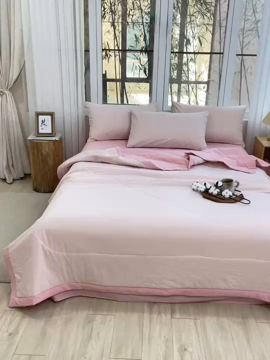 91家纺网 家纺一手货源 找家纺 （总）柠萌家居 2026新款全棉色织水洗棉棉花夏被四件套里外全棉空调被 夏凉被被子被芯