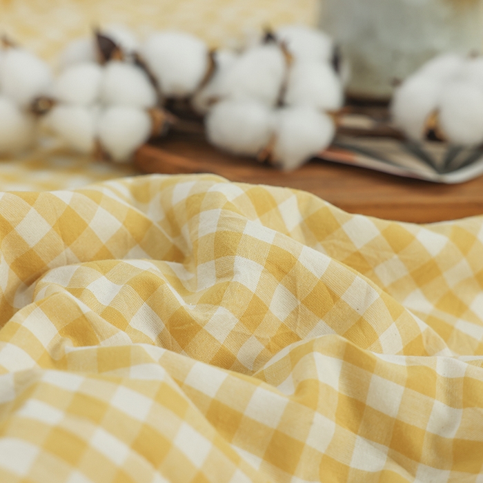 91家纺网 家纺一手货源 找家纺 柠萌家居 2026新款全棉色织水洗棉棉花夏被四件套里外全棉空调被 夏凉被被子被芯 黄小格