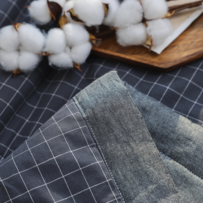 91家纺网 家纺一手货源 找家纺 柠萌家居 2026新款全棉色织水洗棉棉花夏被四件套里外全棉空调被 夏凉被被子被芯 灰小格