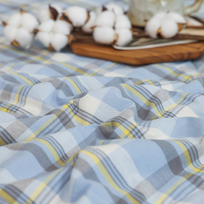 91家纺网 家纺一手货源 找家纺 柠萌家居 2026新款全棉色织水洗棉棉花夏被四件套里外全棉空调被 夏凉被被子被芯 简兮蓝