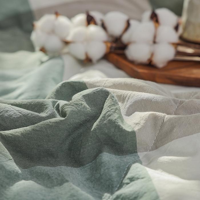 91家纺网 家纺一手货源 找家纺 柠萌家居 2026新款全棉色织水洗棉棉花夏被四件套里外全棉空调被 夏凉被被子被芯 绿大格