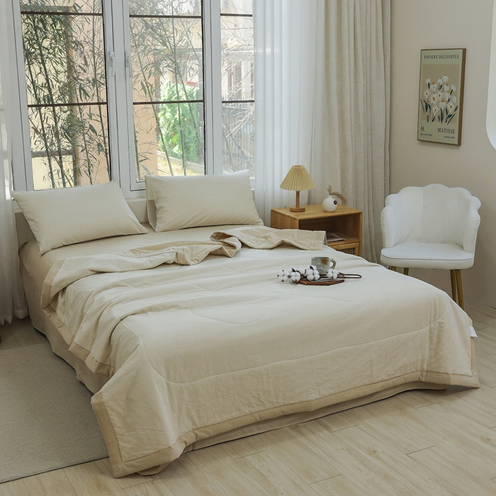 91家纺网 家纺一手货源 找家纺 柠萌家居 2026新款全棉色织水洗棉棉花夏被四件套里外全棉空调被 夏凉被被子被芯 米密条