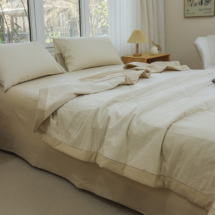 91家纺网 家纺一手货源 找家纺 柠萌家居 2026新款全棉色织水洗棉棉花夏被四件套里外全棉空调被 夏凉被被子被芯 米密条