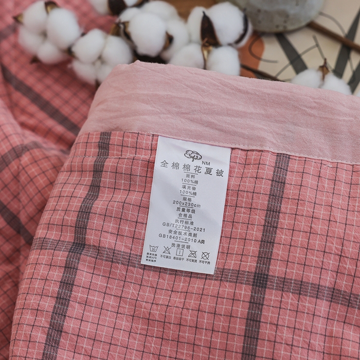 91家纺网 家纺一手货源 找家纺 柠萌家居 2026新款全棉色织水洗棉棉花夏被四件套里外全棉空调被 夏凉被被子被芯 瓦尔粉