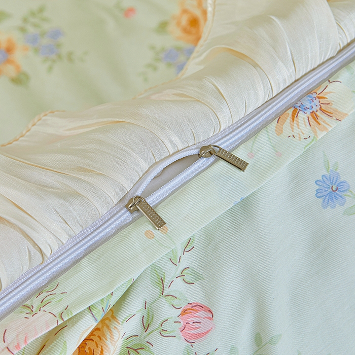 91家纺网 家纺一手货源 找家纺 宜凡家纺 2026新款全棉印花法式夹棉床裙四件套 曼妙花香