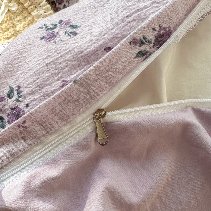 91家纺网 家纺一手货源 找家纺 贝凯瑞 2026新款小花边水洗棉绣花ins小清新床单床裙床笠四件套 梵妮