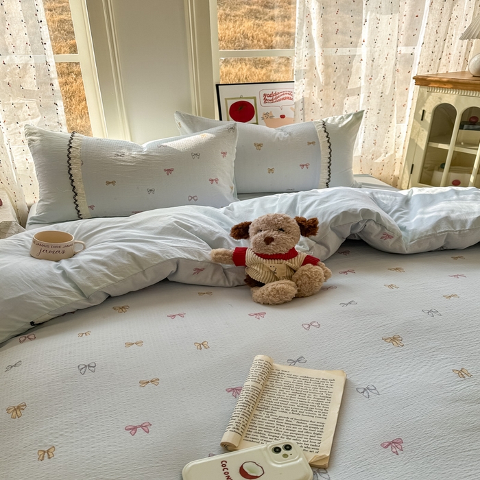 91家纺网 家纺一手货源 找家纺 贝凯瑞 2026新款小花边水洗棉绣花ins小清新床单床裙床笠四件套 淑女情怀