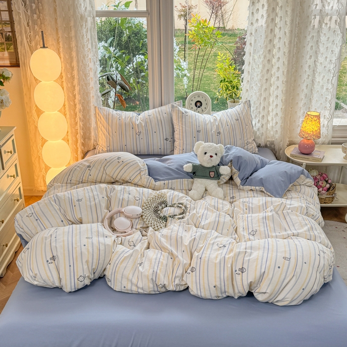 91家纺网 家纺一手货源 找家纺 （总）豫见家纺 2026新款古法水洗仿棉云感纱四件套