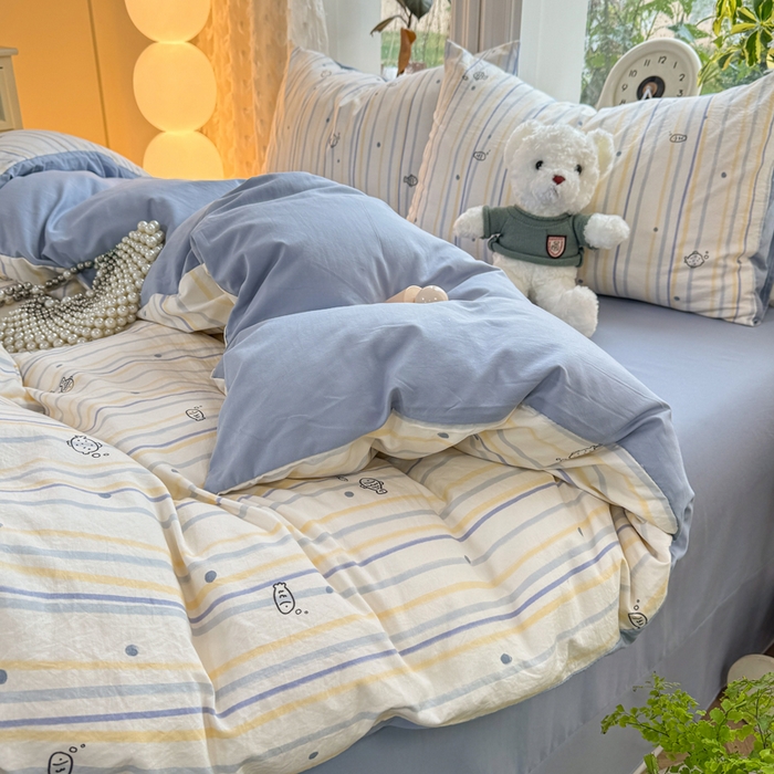 91家纺网 家纺一手货源 找家纺 （总）豫见家纺 2026新款古法水洗仿棉云感纱四件套