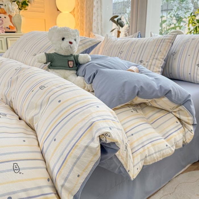 91家纺网 家纺一手货源 找家纺 （总）豫见家纺 2026新款古法水洗仿棉云感纱四件套