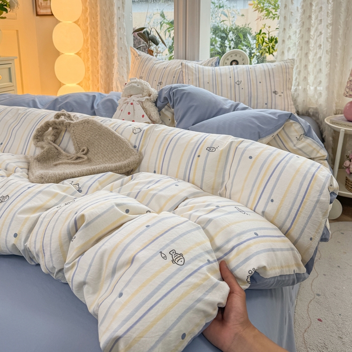 91家纺网 家纺一手货源 找家纺 （总）豫见家纺 2026新款古法水洗仿棉云感纱四件套