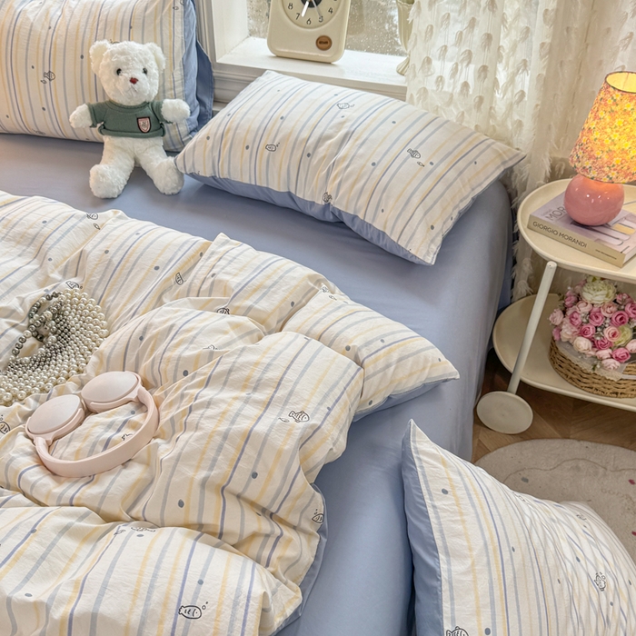 91家纺网 家纺一手货源 找家纺 （总）豫见家纺 2026新款古法水洗仿棉云感纱四件套