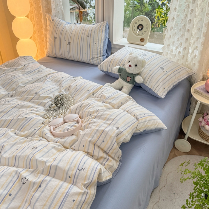 91家纺网 家纺一手货源 找家纺 （总）豫见家纺 2026新款古法水洗仿棉云感纱四件套