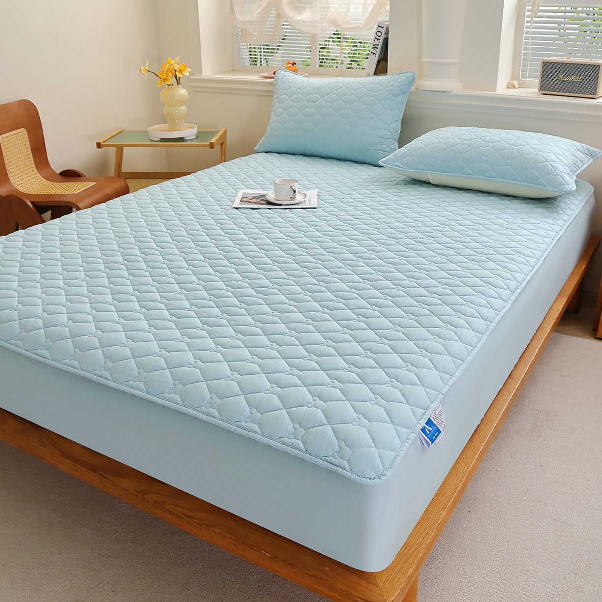 91家纺网 家纺一手货源 找家纺 （总）彩亿家纺 2026新款亲肤柔软13372纯棉床笠三件套床垫保护套-小熊