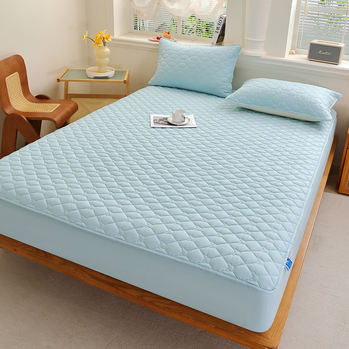 91家纺网 家纺一手货源 找家纺 （总）彩亿家纺 2026新款亲肤柔软13372纯棉床笠三件套床垫保护套-小熊