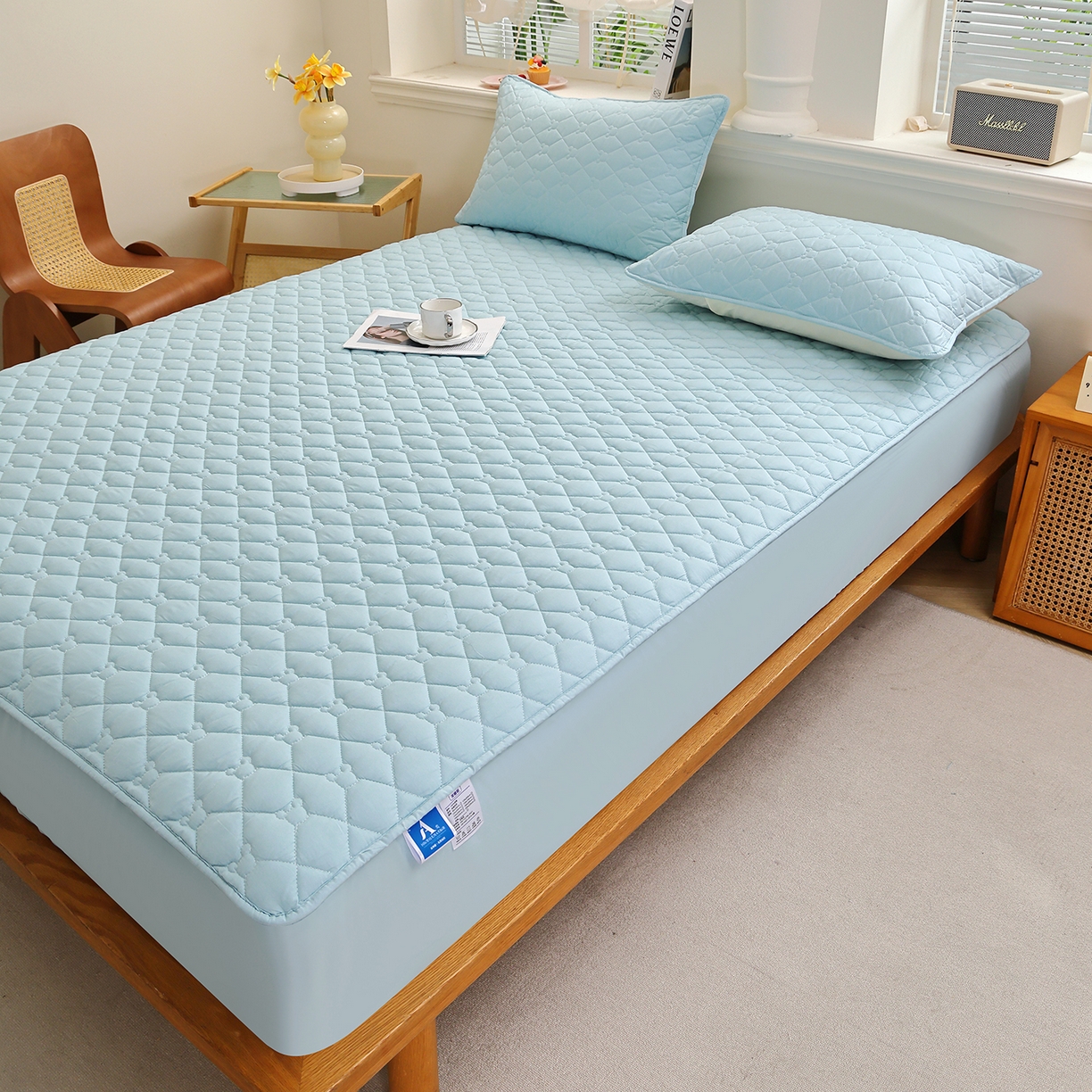 91家纺网 家纺一手货源 找家纺 （总）彩亿家纺 2026新款亲肤柔软13372纯棉床笠三件套床垫保护套-小熊