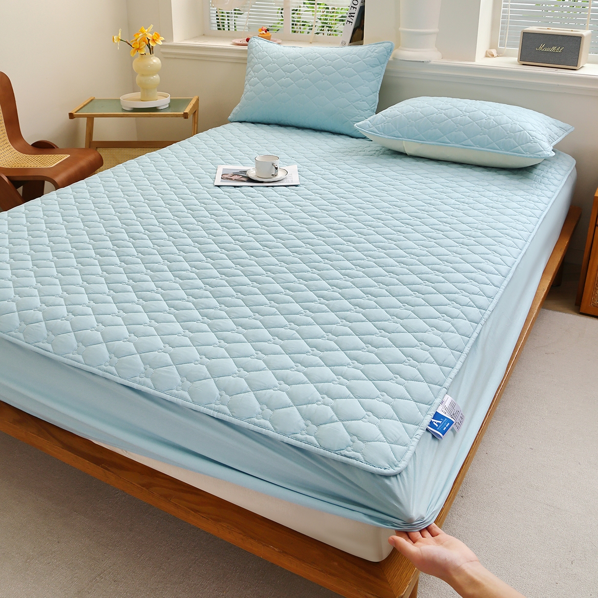 91家纺网 家纺一手货源 找家纺 （总）彩亿家纺 2026新款亲肤柔软13372纯棉床笠三件套床垫保护套-小熊