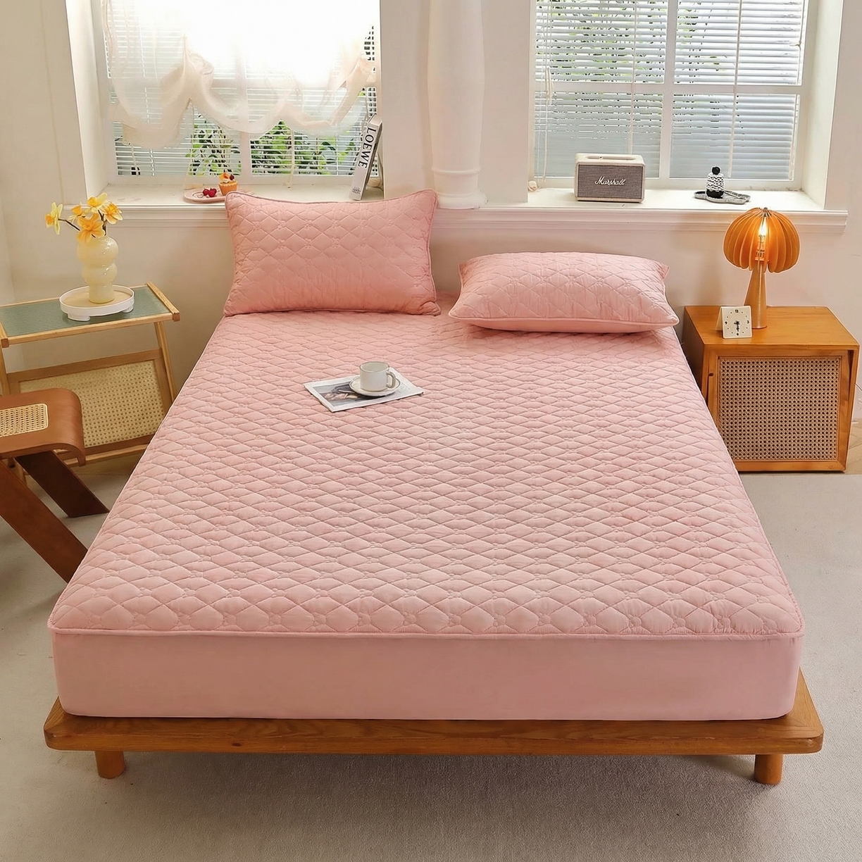 91家纺网 家纺一手货源 找家纺 （总）彩亿家纺 2026新款亲肤柔软13372纯棉床笠三件套床垫保护套-小熊