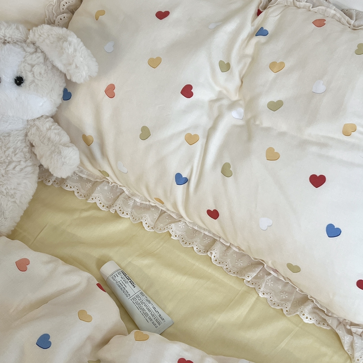 91家纺网 家纺一手货源 找家纺 荣轩家居 2026新款韩式浪漫花边工艺款全棉纯棉双层纱四件套（铺床版） 小甜心