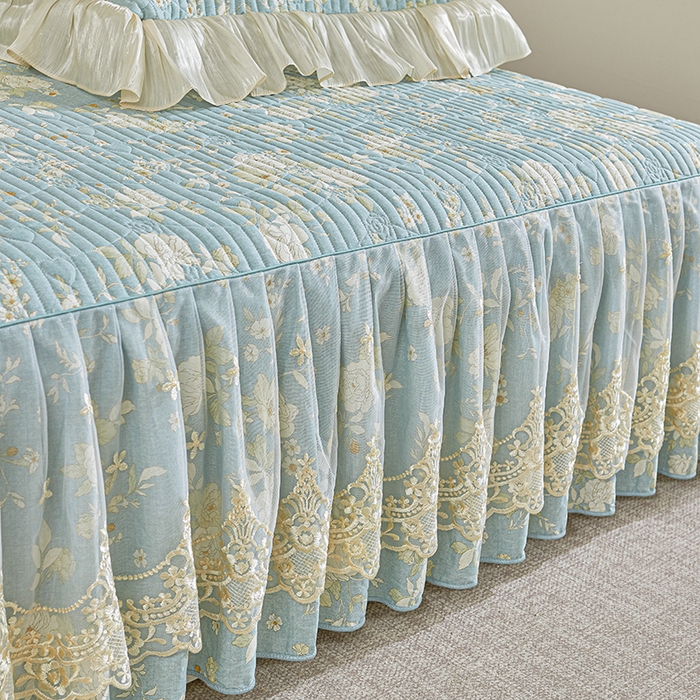 91家纺网 家纺一手货源 找家纺 （总）宜凡家纺 2026新款全棉法式夹棉床裙款三件套