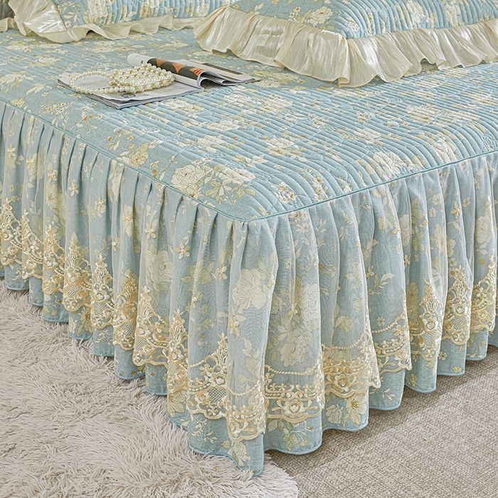 91家纺网 家纺一手货源 找家纺 （总）宜凡家纺 2026新款全棉法式夹棉床裙款三件套