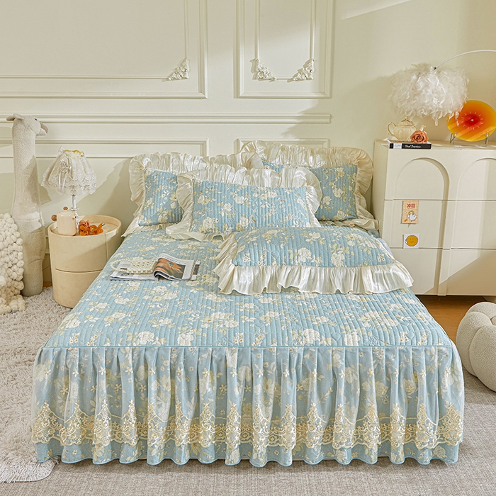 91家纺网 家纺一手货源 找家纺 （总）宜凡家纺 2026新款全棉法式夹棉床裙款三件套