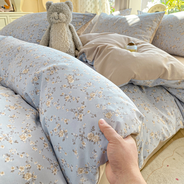 豫见家纺 2026新款古法水洗仿棉云感纱四件套 晨露