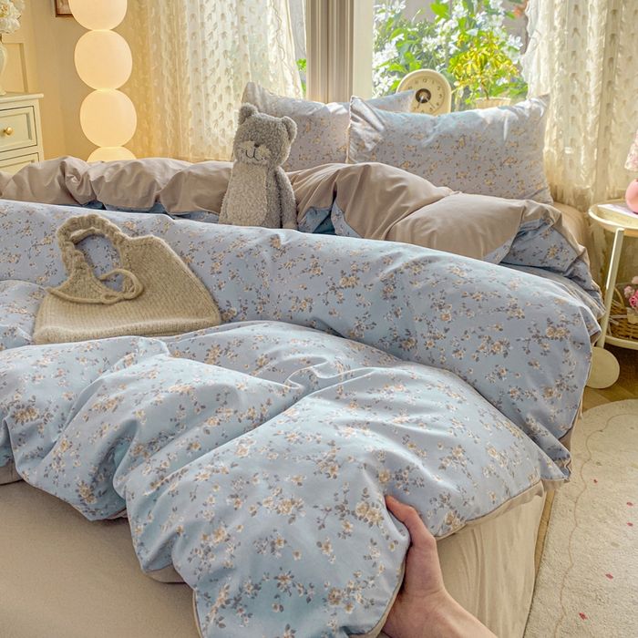 91家纺网 家纺一手货源 找家纺 豫见家纺 2026新款古法水洗仿棉云感纱四件套 晨露