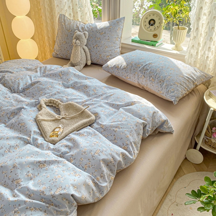 91家纺网 家纺一手货源 找家纺 豫见家纺 2026新款古法水洗仿棉云感纱四件套 晨露