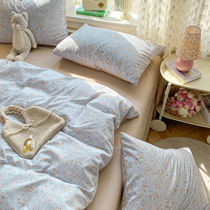 91家纺网 家纺一手货源 找家纺 豫见家纺 2026新款古法水洗仿棉云感纱四件套 晨露