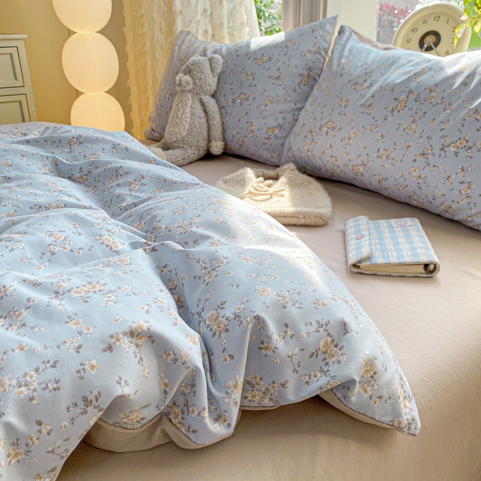 91家纺网 家纺一手货源 找家纺 豫见家纺 2026新款古法水洗仿棉云感纱四件套 晨露