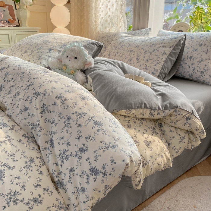 91家纺网 家纺一手货源 找家纺 豫见家纺 2026新款古法水洗仿棉云感纱四件套 初夏