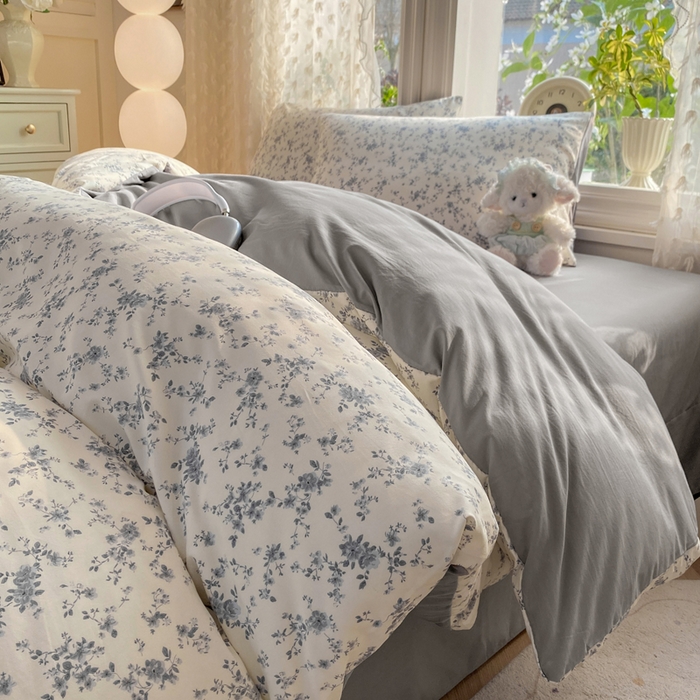 91家纺网 家纺一手货源 找家纺 豫见家纺 2026新款古法水洗仿棉云感纱四件套 初夏