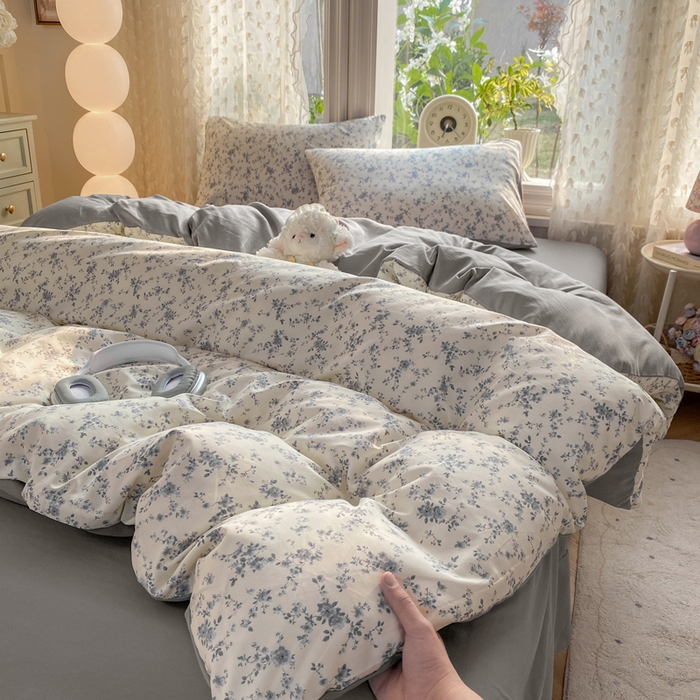 91家纺网 家纺一手货源 找家纺 豫见家纺 2026新款古法水洗仿棉云感纱四件套 初夏