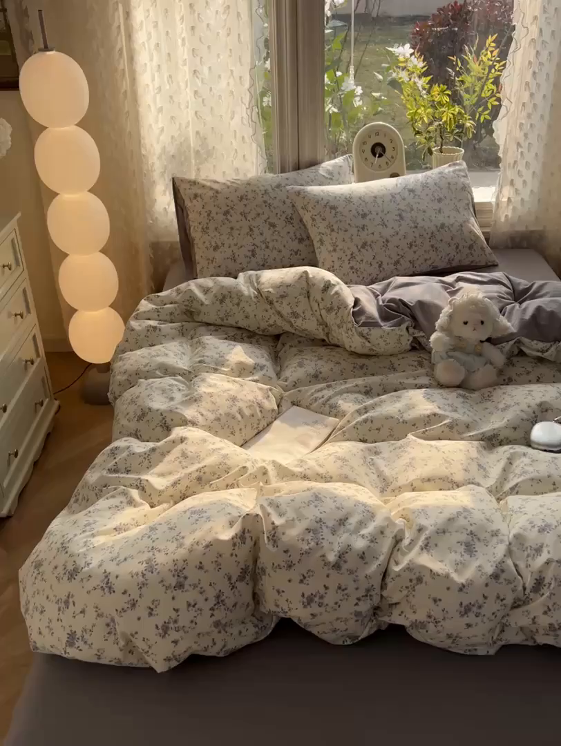 91家纺网 家纺一手货源 找家纺 豫见家纺 2026新款古法水洗仿棉云感纱四件套 初夏