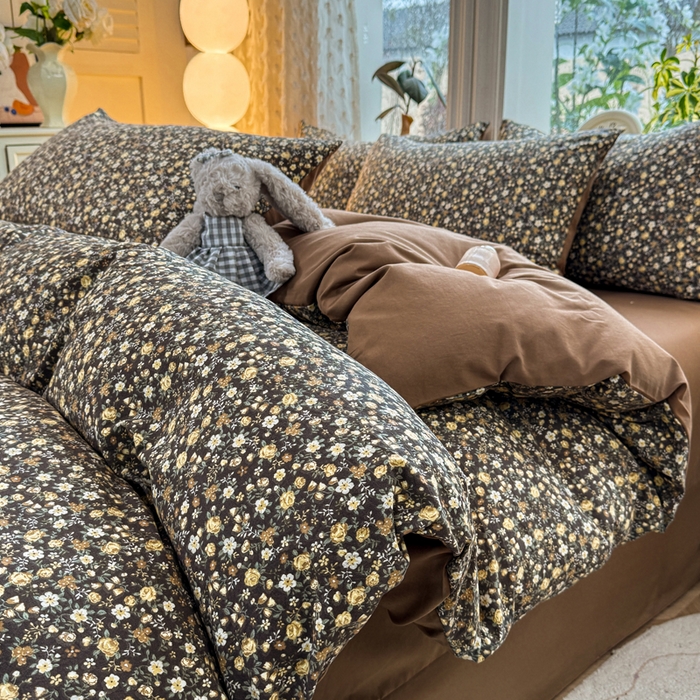 91家纺网 家纺一手货源 找家纺 豫见家纺 2026新款古法水洗仿棉云感纱四件套 梵高映像