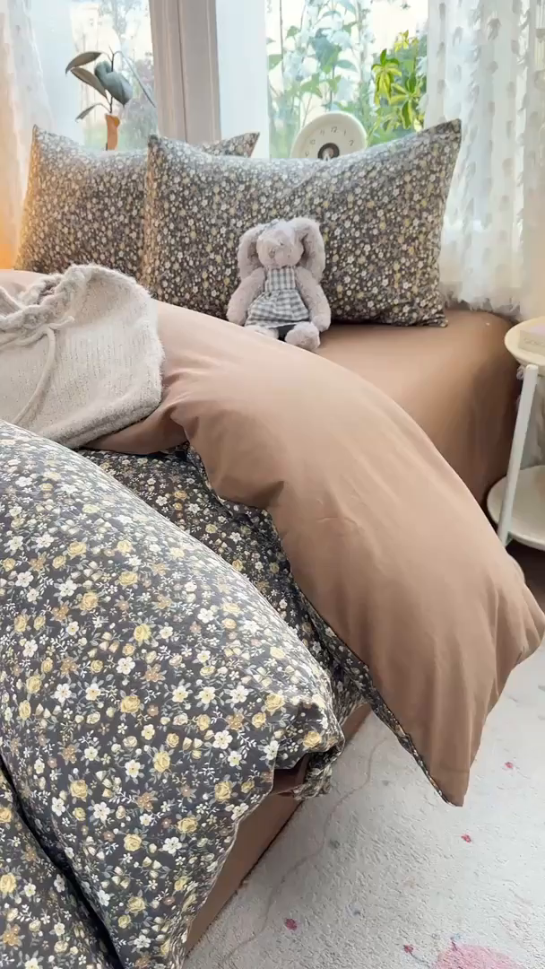 91家纺网 家纺一手货源 找家纺 豫见家纺 2026新款古法水洗仿棉云感纱四件套 梵高映像