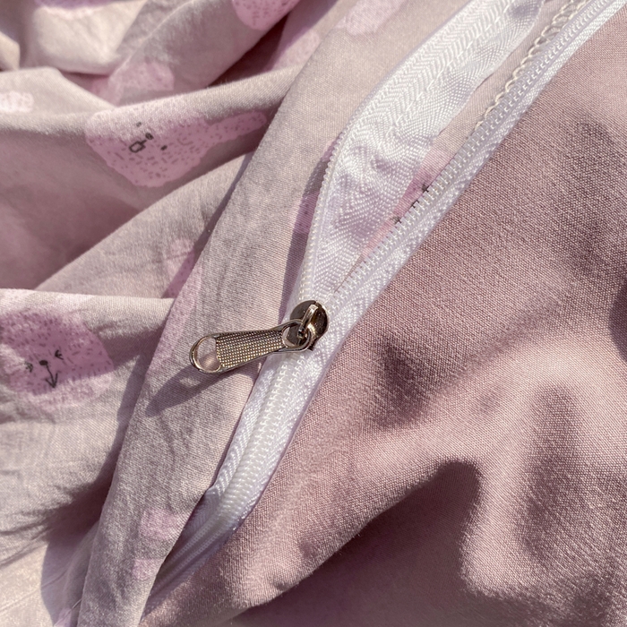 91家纺网 家纺一手货源 找家纺 豫见家纺 2026新款古法水洗仿棉云感纱四件套 吉米兔-紫