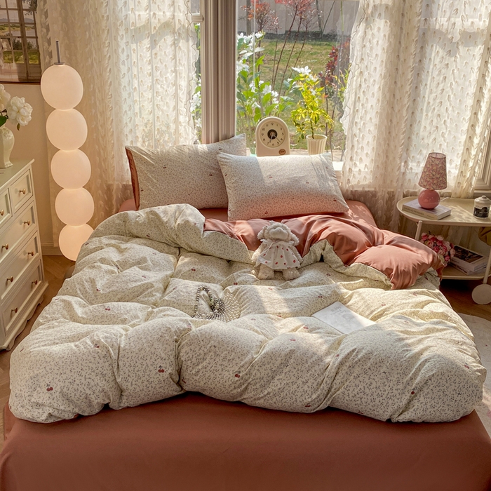 91家纺网 家纺一手货源 找家纺 豫见家纺 2026新款古法水洗仿棉云感纱四件套 浆果