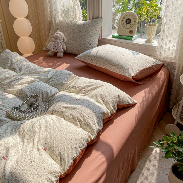 91家纺网 家纺一手货源 找家纺 豫见家纺 2026新款古法水洗仿棉云感纱四件套 浆果