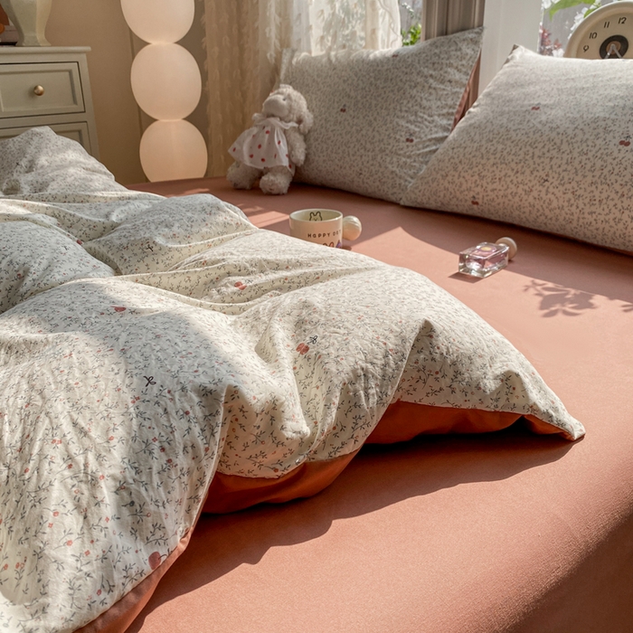 91家纺网 家纺一手货源 找家纺 豫见家纺 2026新款古法水洗仿棉云感纱四件套 浆果